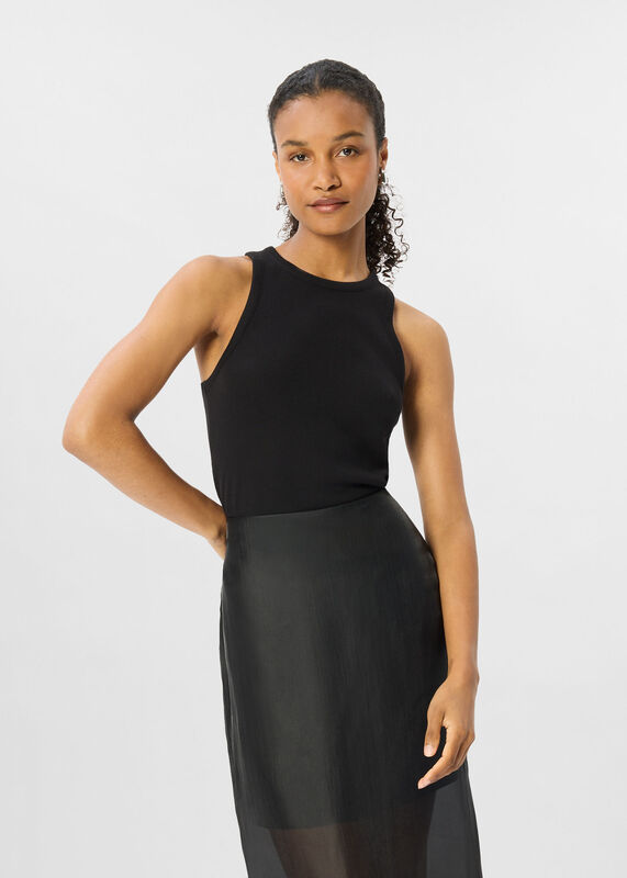 Black Classic Ribbed Vest