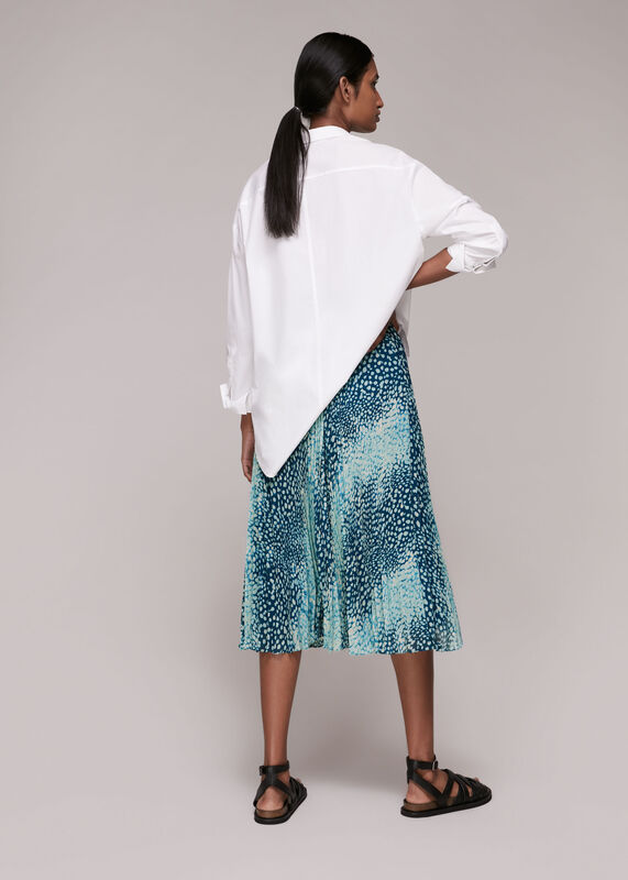 Blue Dalmation Pleated Skirt
