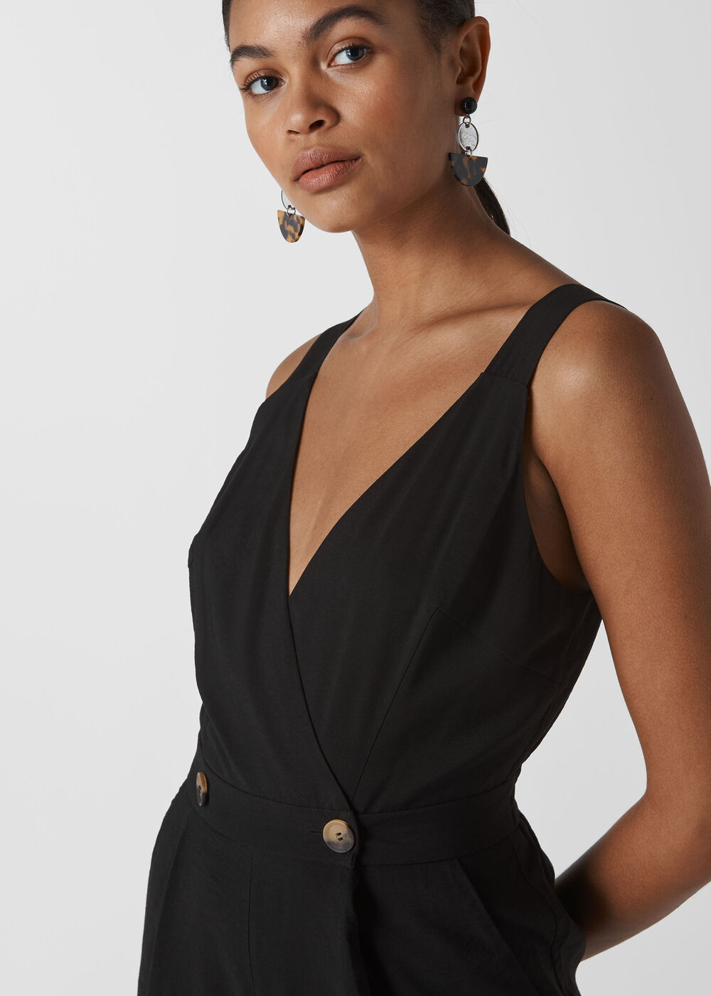 Lara Button Jumpsuit Black