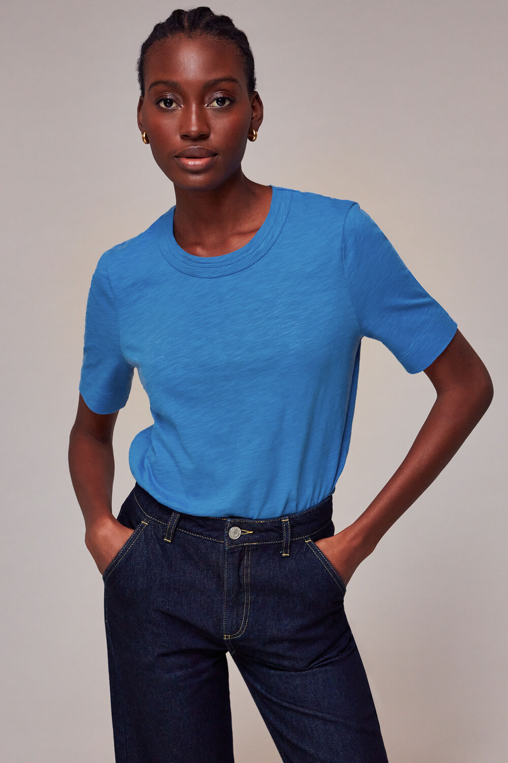 Blue Rosa Double Trim T Shirt