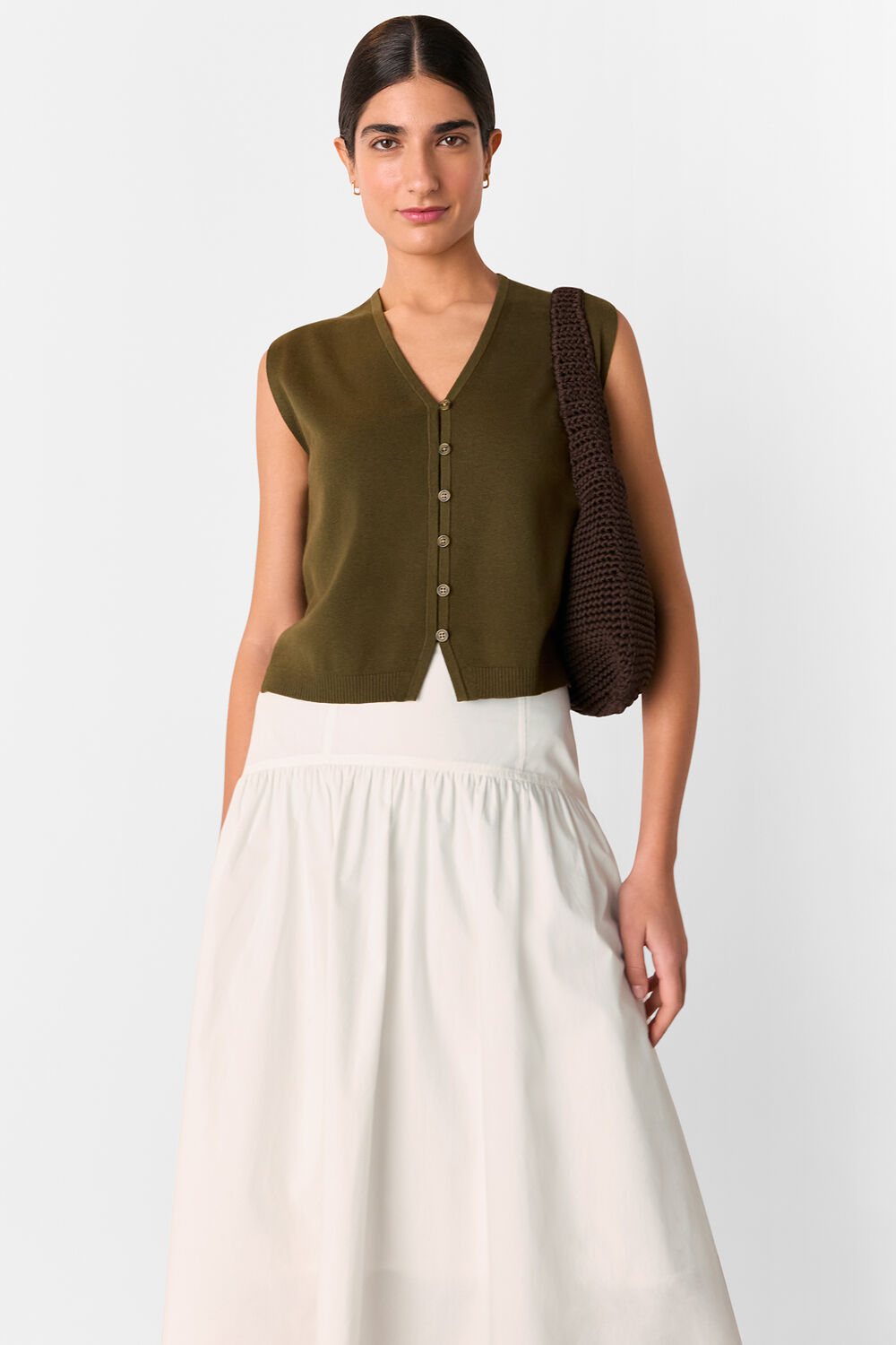 Khaki Bailey Button Through Tank