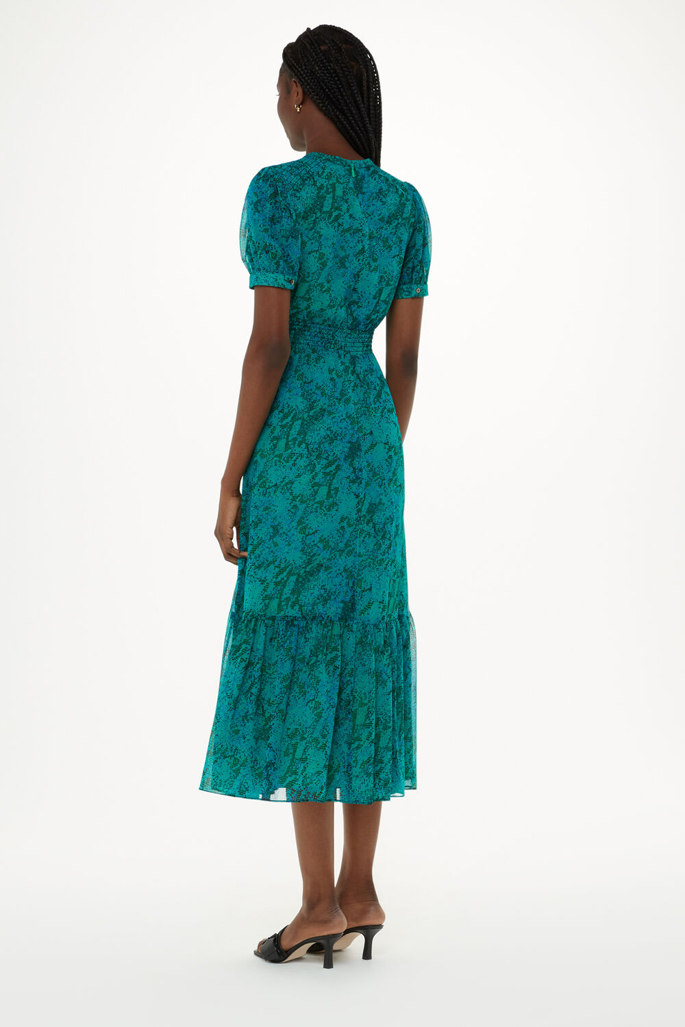 Diagonal Snake Shirred Dress