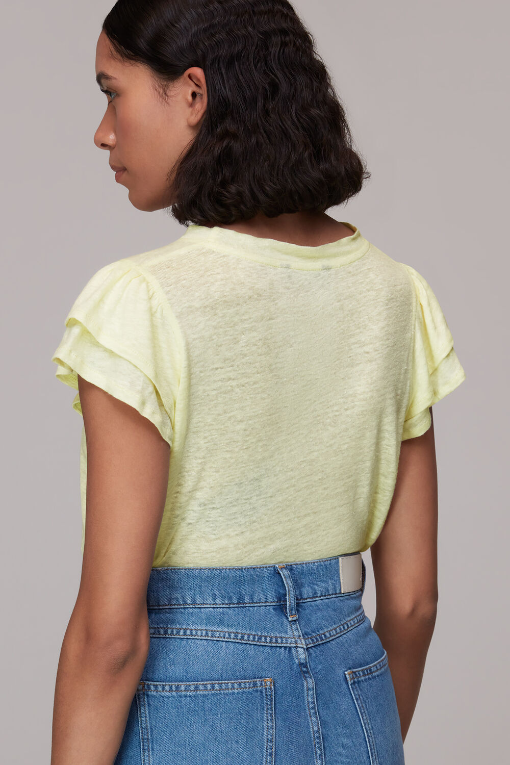 Laura Linen Frill Sleeve Top