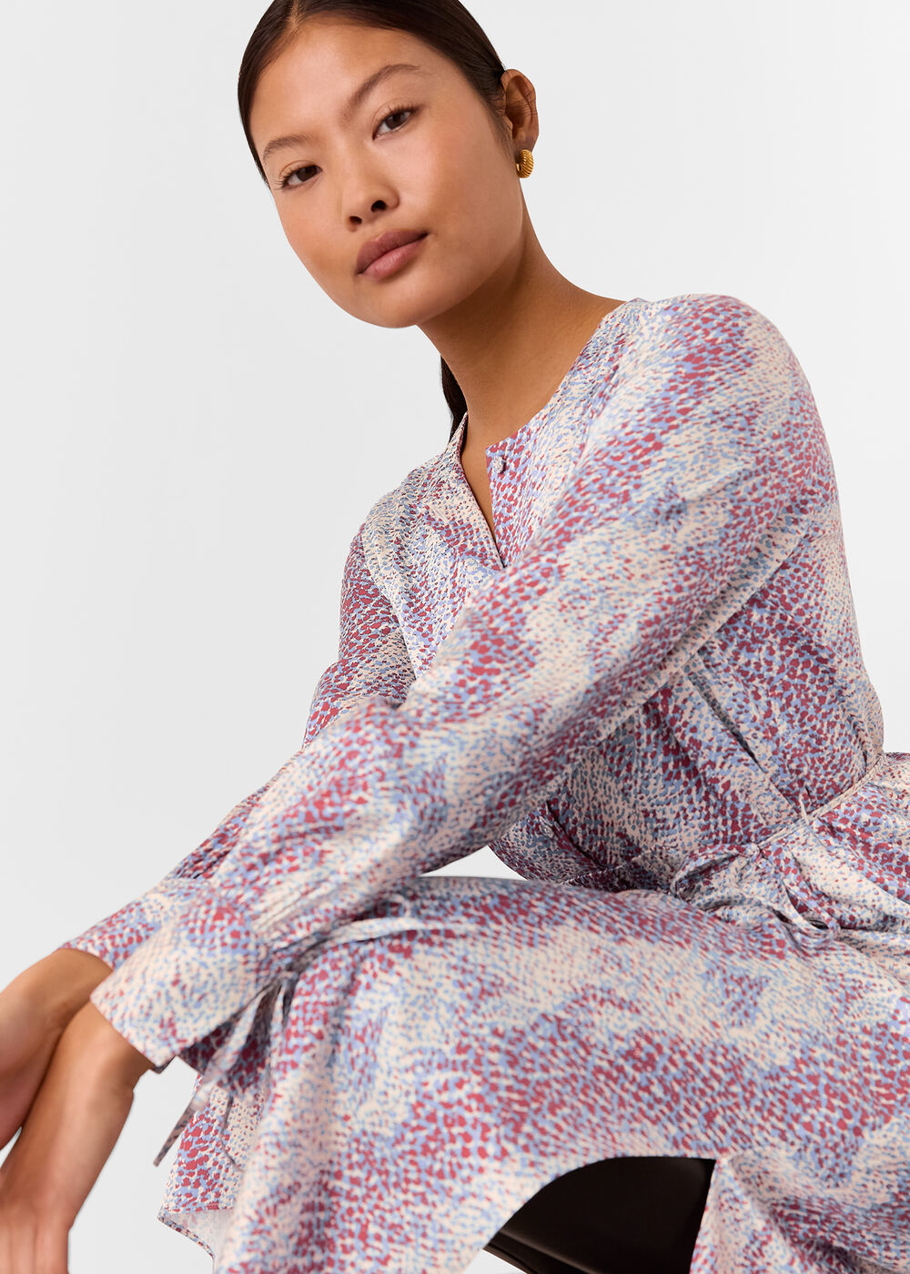 Petite Mottled Snake Print Midi Dress