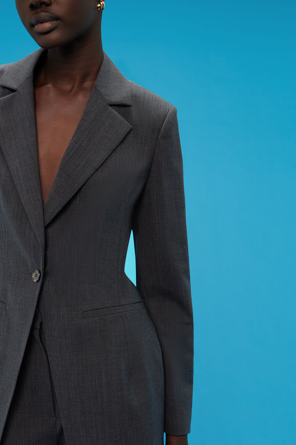 Grey Mia Elongated Waist Blazer