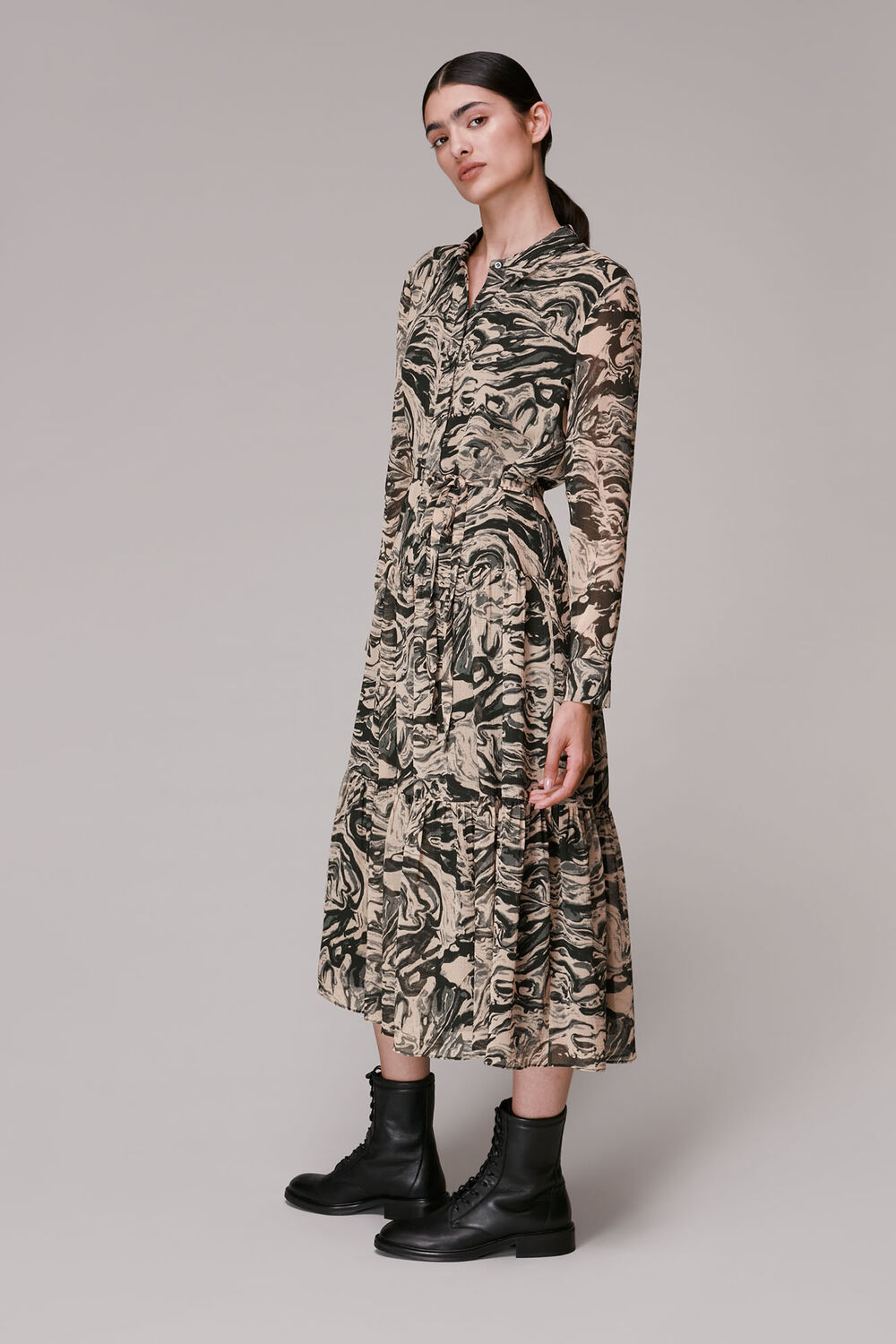Marble Print Shirt Dress