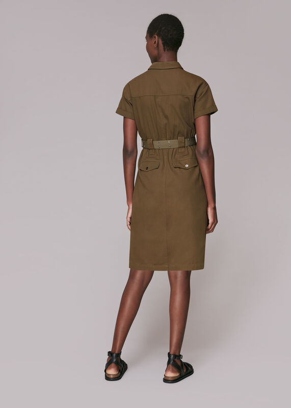 Khaki Asymmetric Utility Dress
