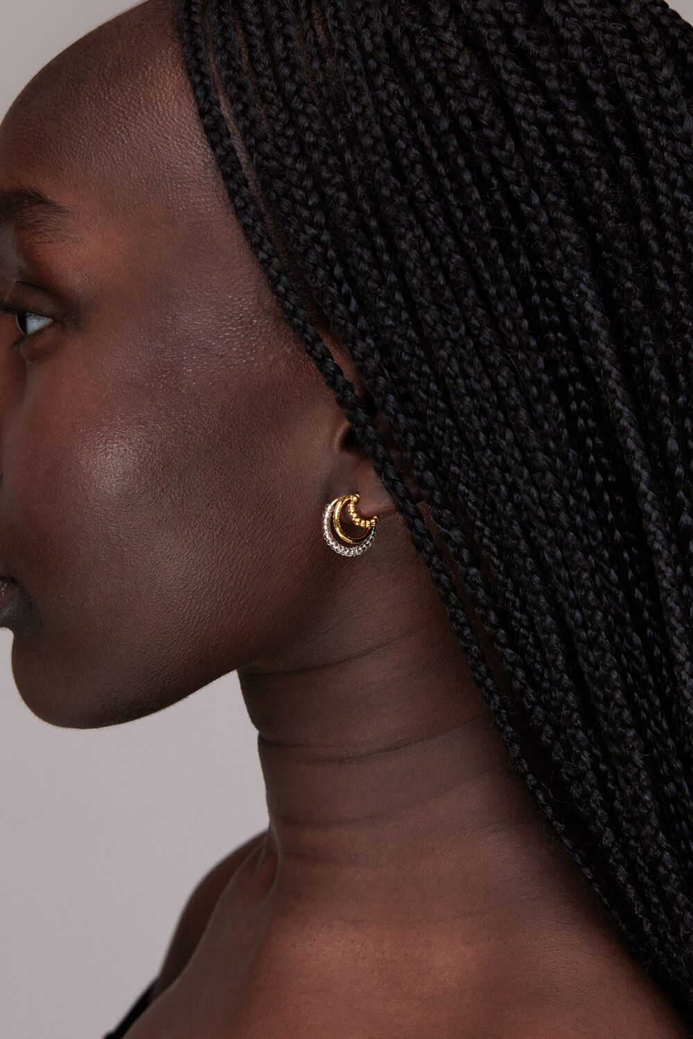 Beaded Triple Hoop Earring