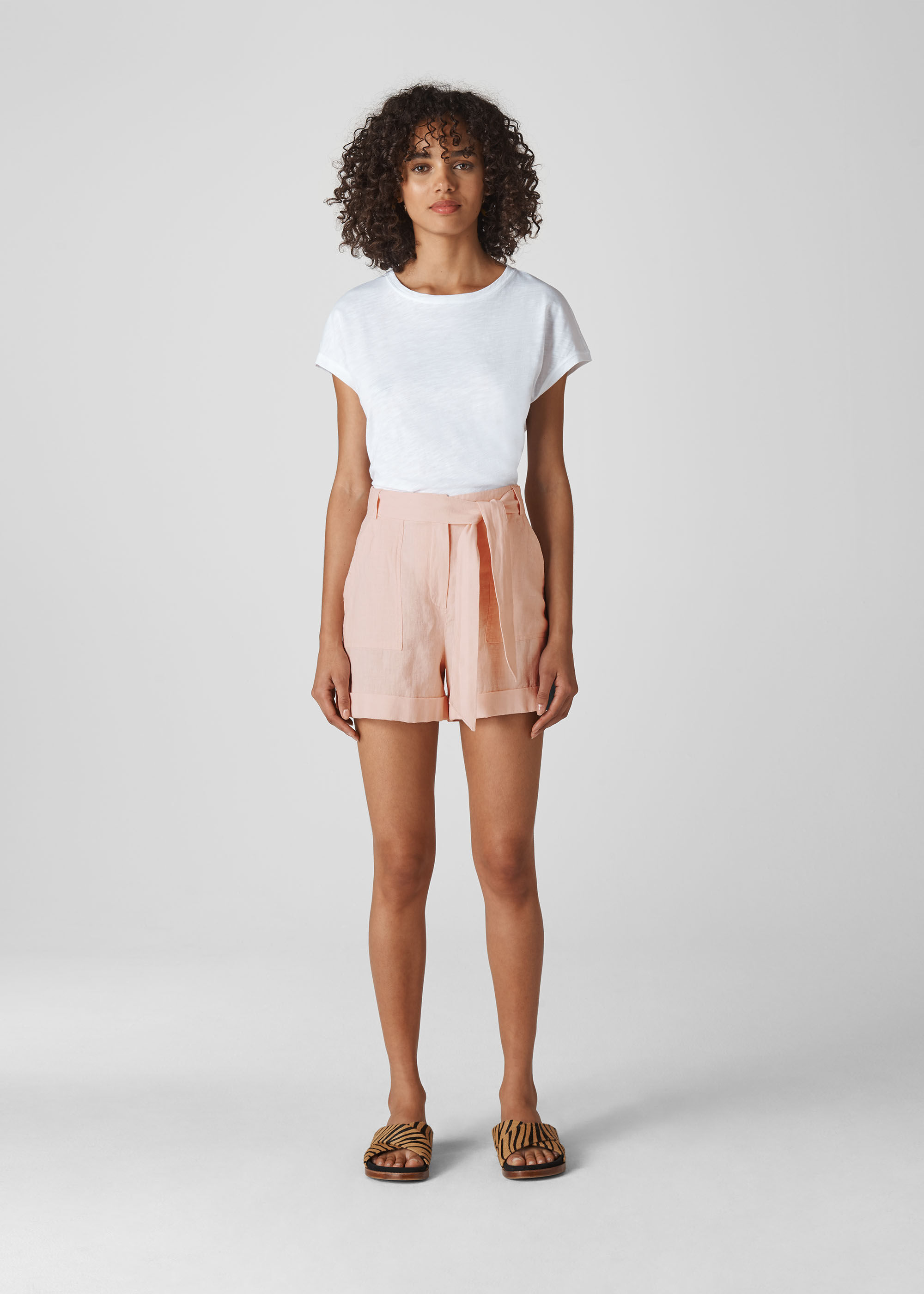 tie waist linen shorts