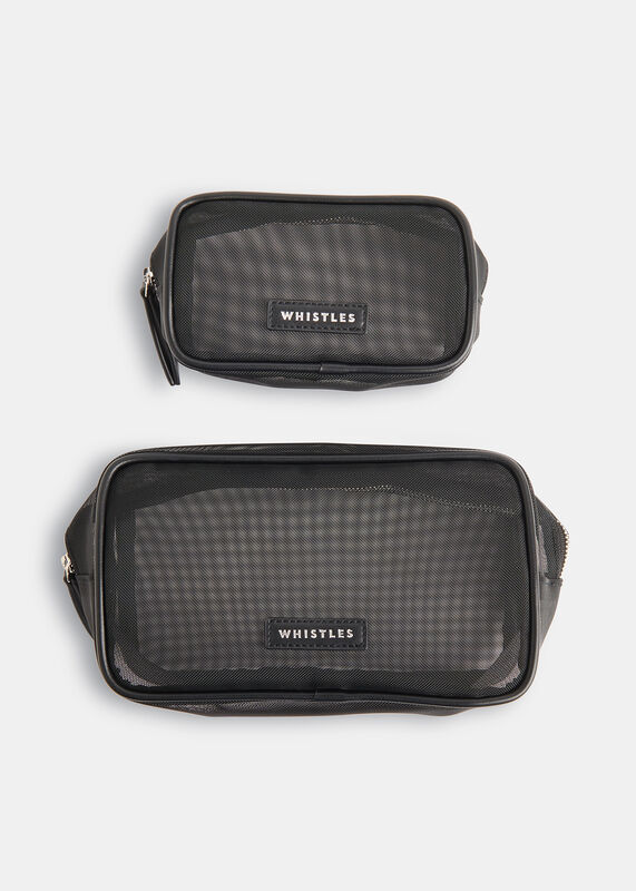 Black Mesh Wash Bag Set