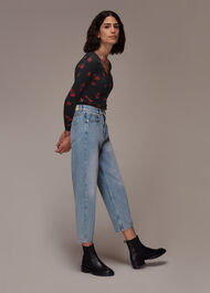 Poppy Print Ruched Neck Tee