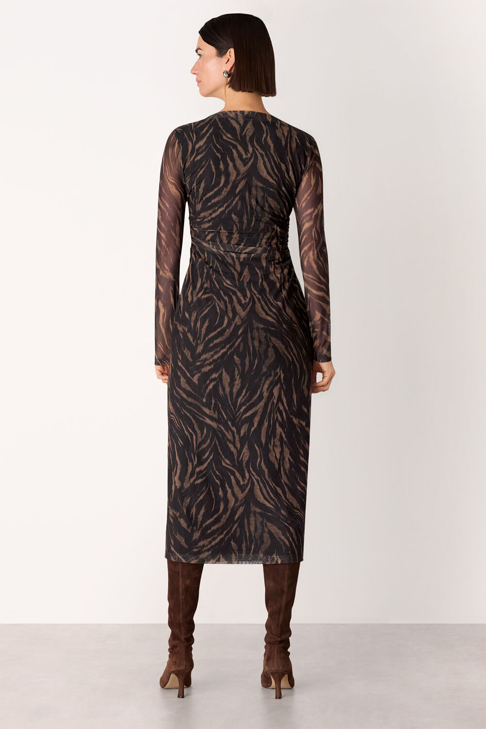 Black Abstract Zebra Mesh Dress