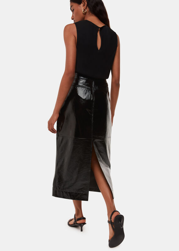 Black Petite Rachel Patent Leather Skirt