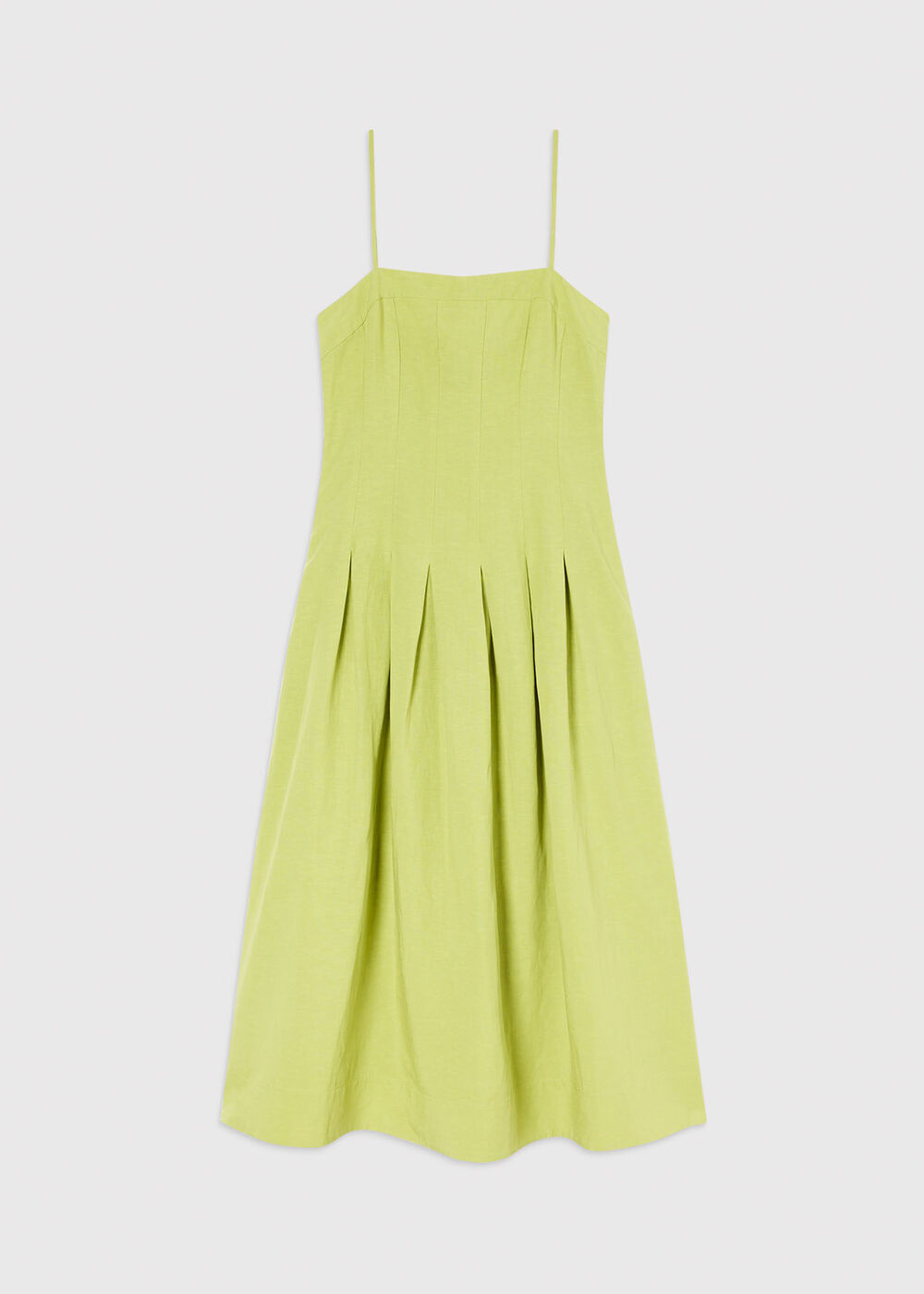Linen Blend Waisted Midi Dress