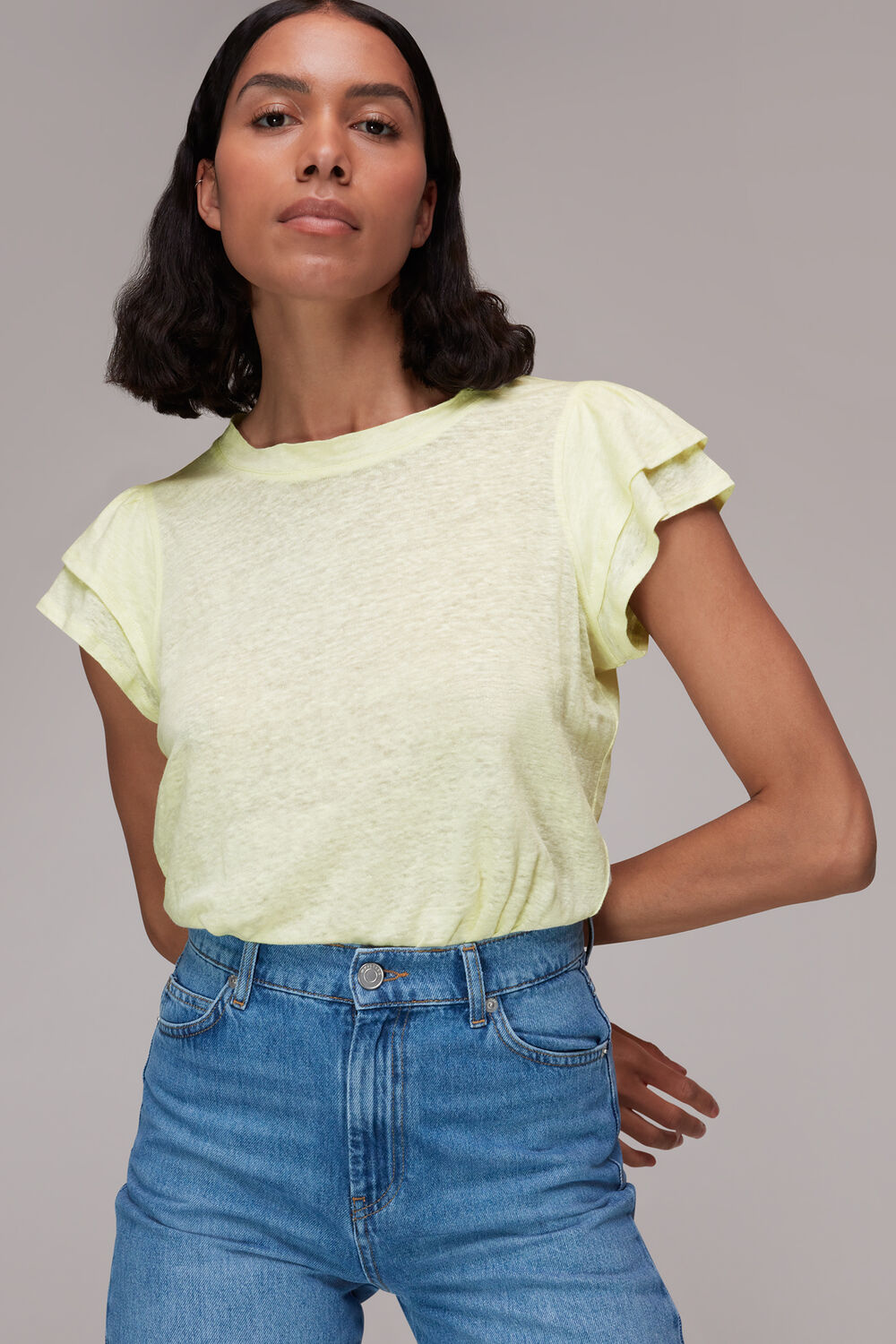 Laura Linen Frill Sleeve Top