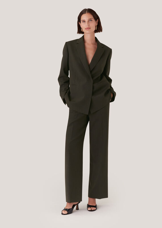 Dark Green Natalie Wool Blend Pants 