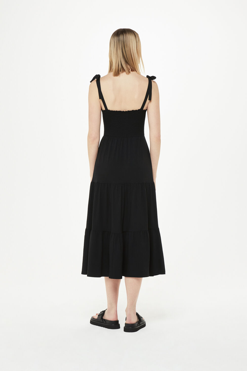 Smocked Tiered Jersey Dress