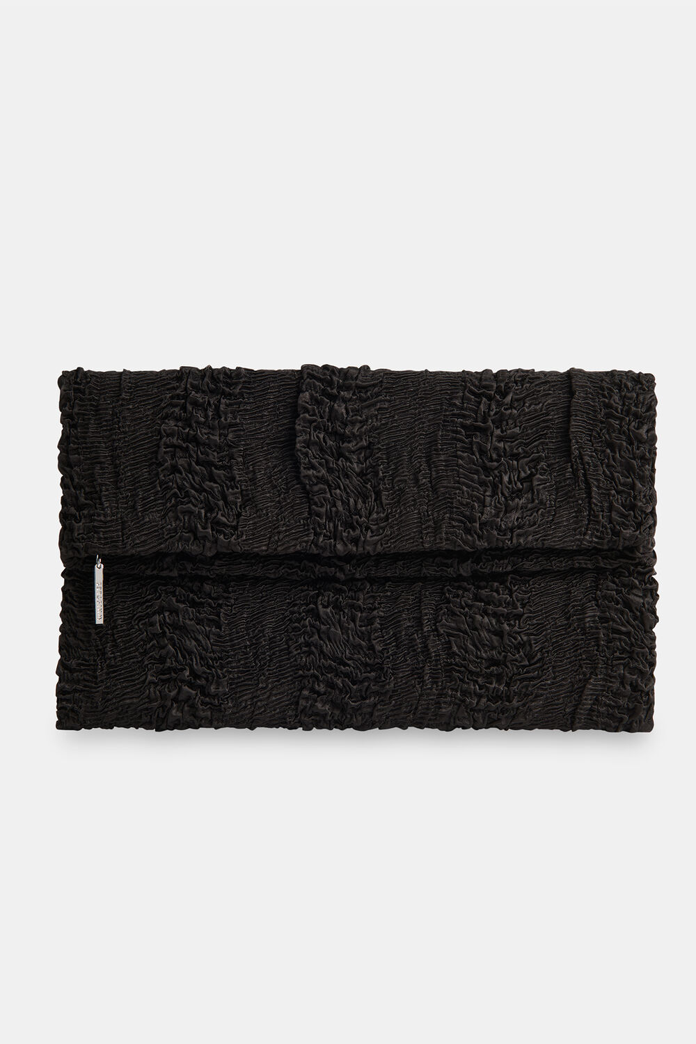 Black Joy Satin Ruched Zip Clutch
