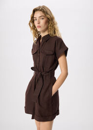 Pocket Detail Linen Playsuit