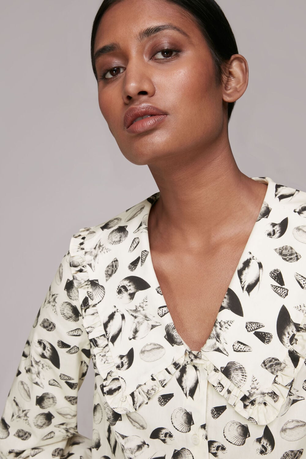 Sea Shell Print Collar Top