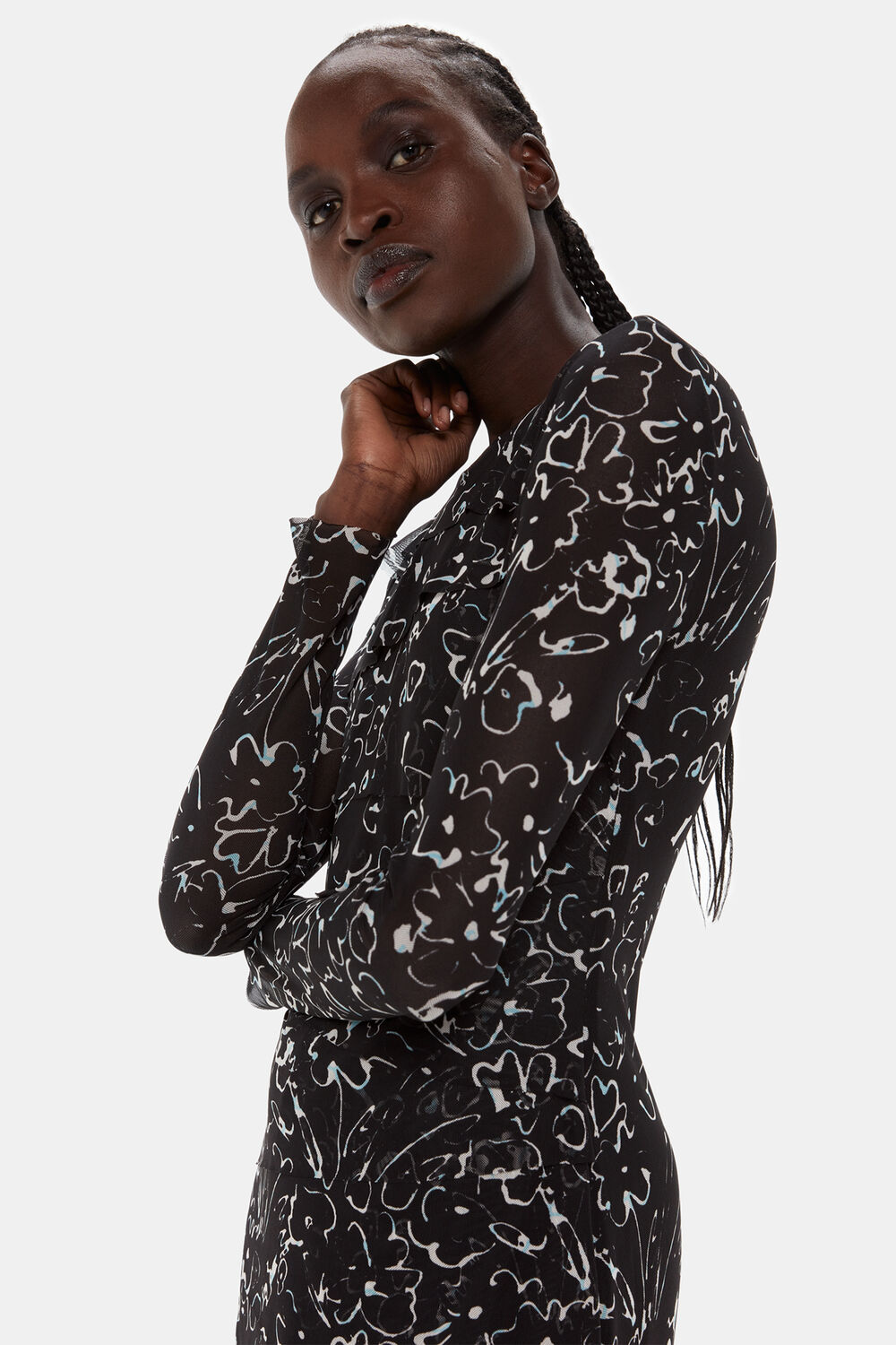 Scribble Bouquet Mesh Dress