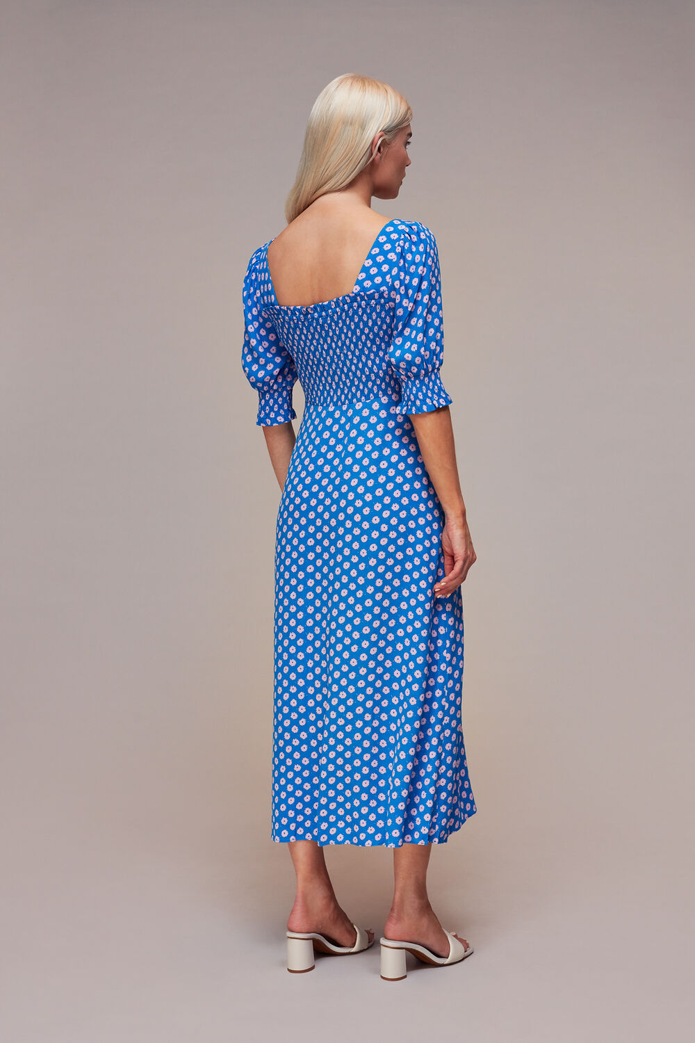 Petite Floral Sunburst Shirred Dress