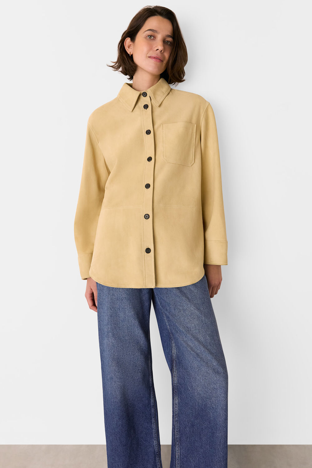 Neutral Sam Suede Leather Overshirt
