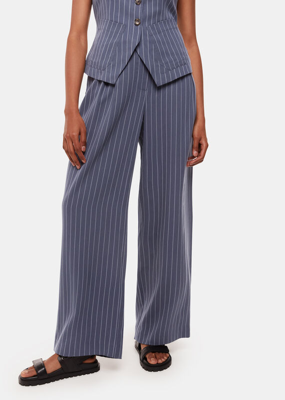 Navy Petite Lottie Pinstripe Pants 