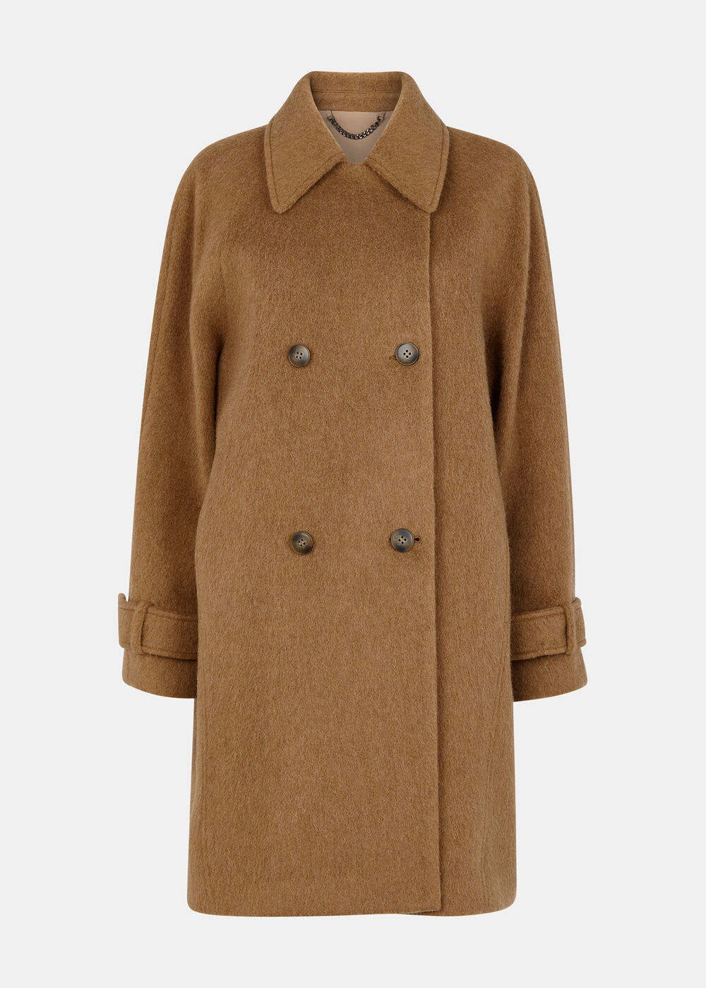 Short Button Detail Wool Coat