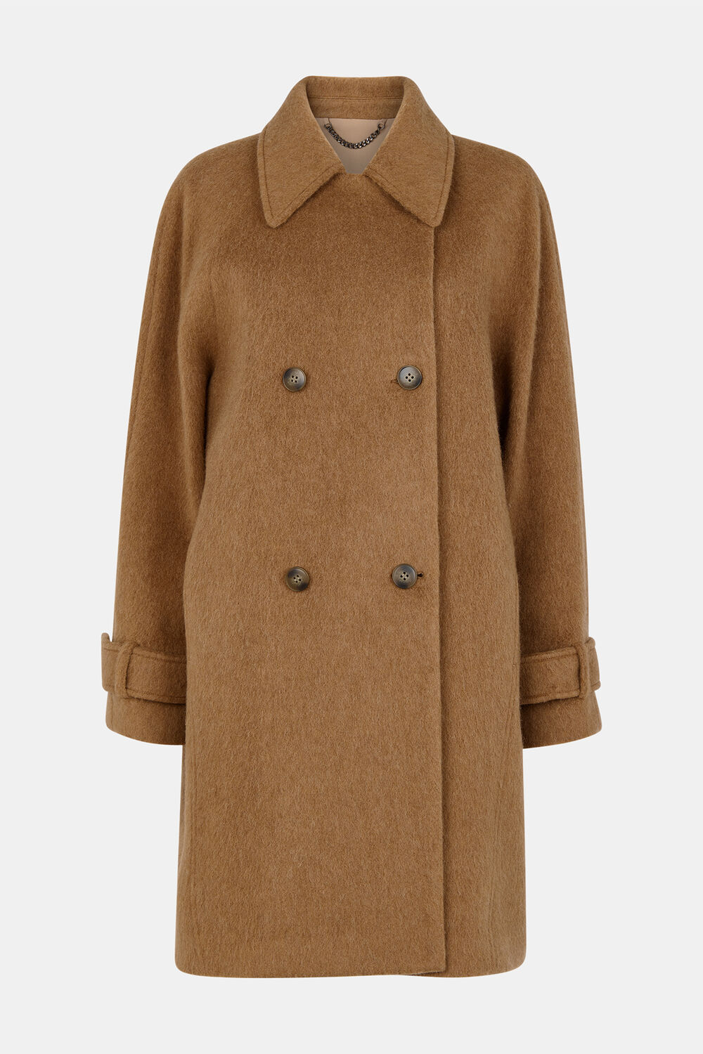 Camel Brushed Wool Pea Coat