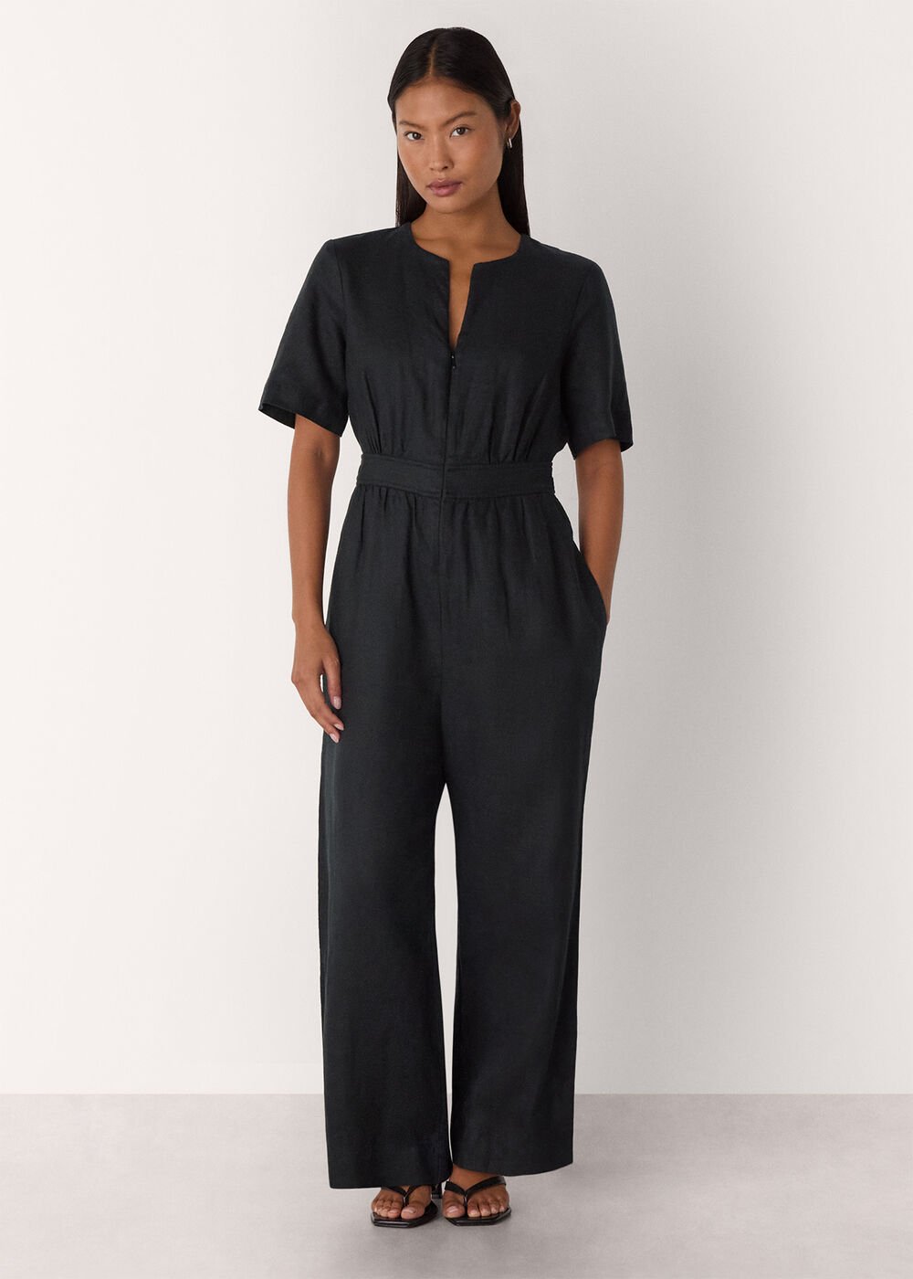 Petite Fiona Linen Button Jumpsuit