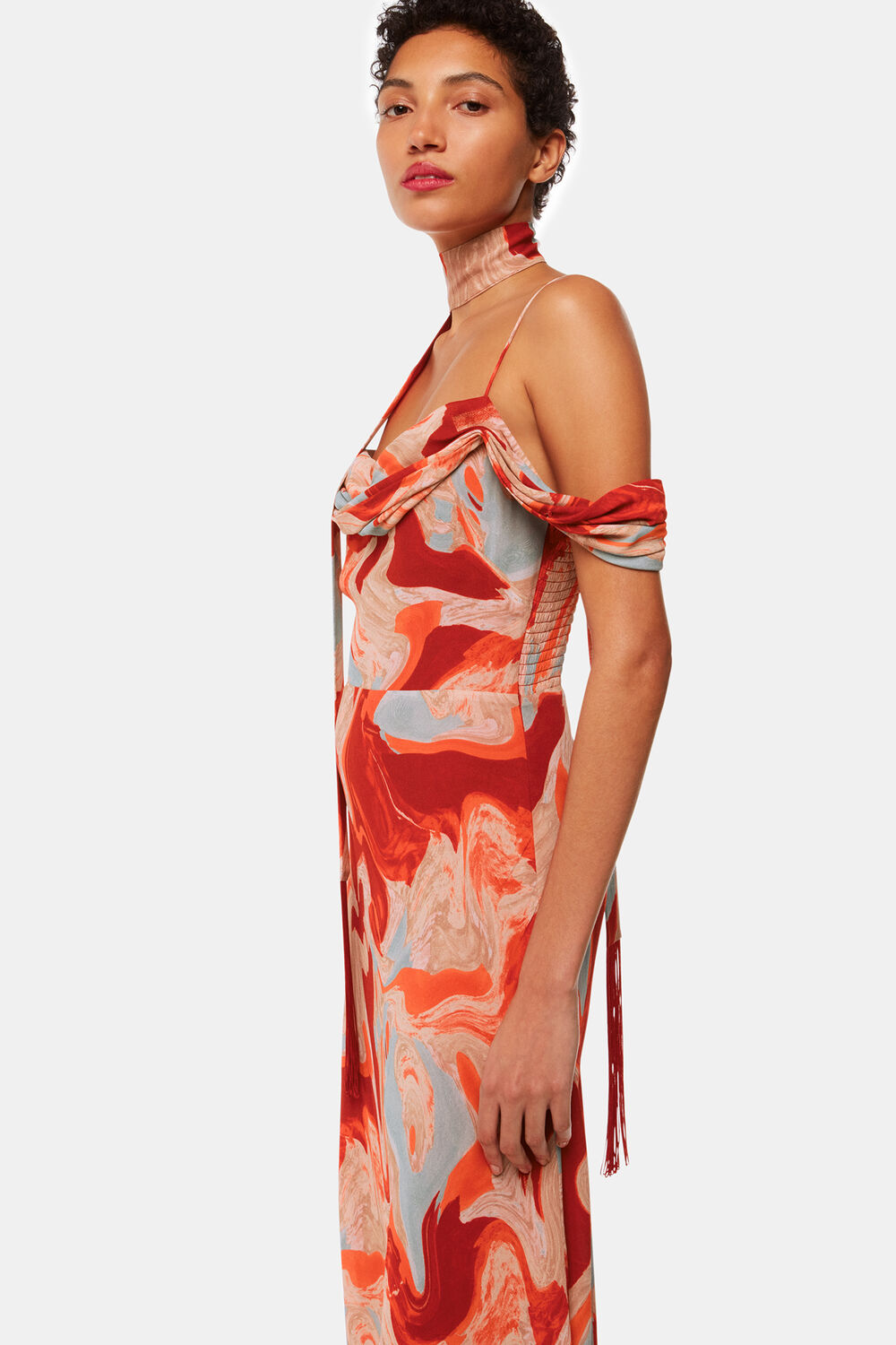Red Marble Print Dress