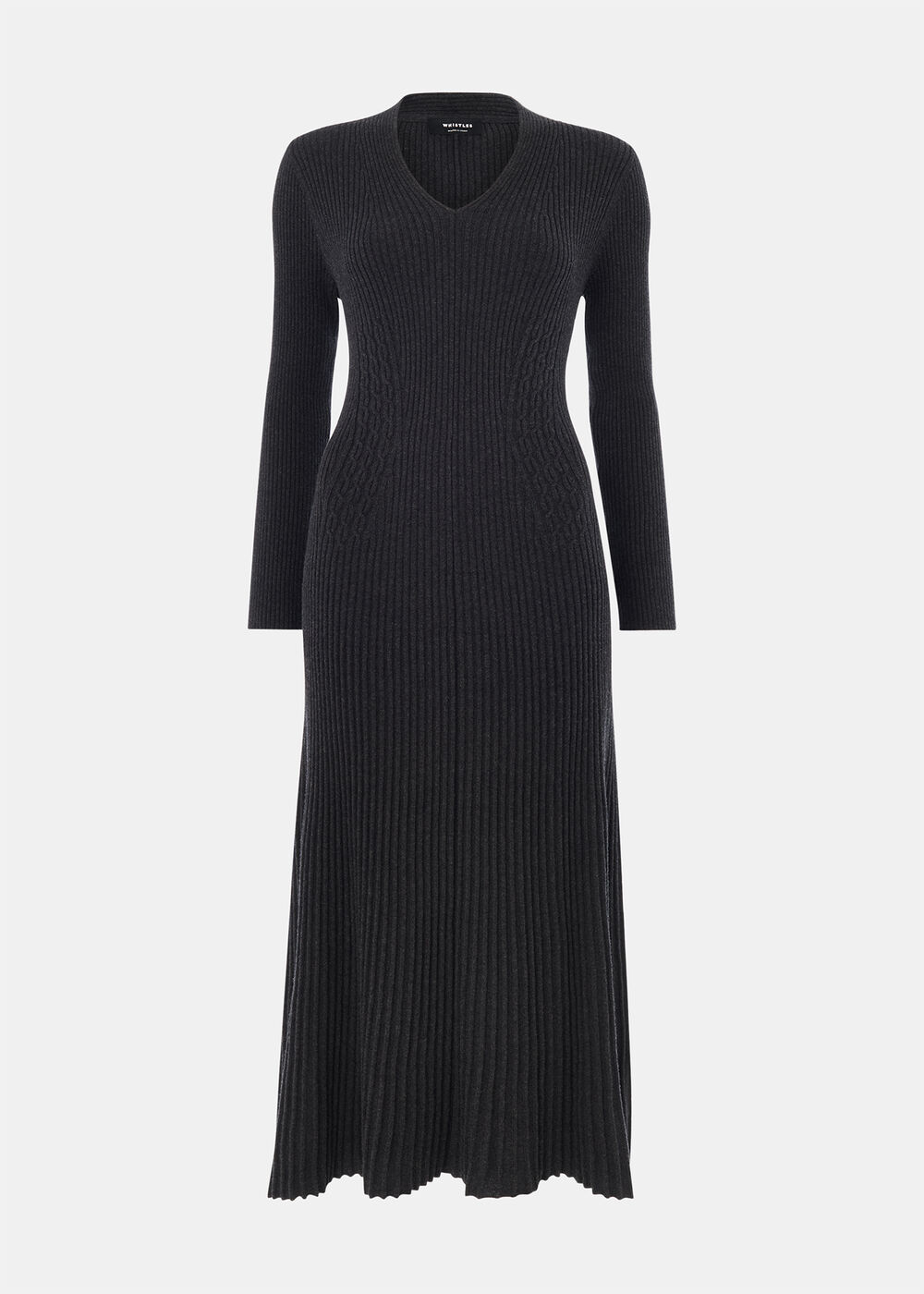 V Neck Cable Ribbed Knit Dress
