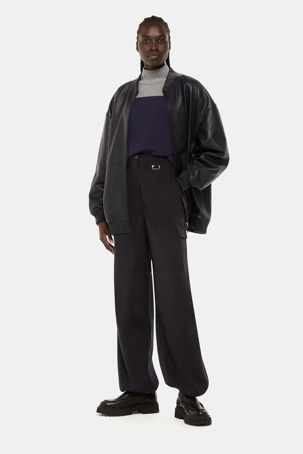 Wool Colour Block Funnel Neck