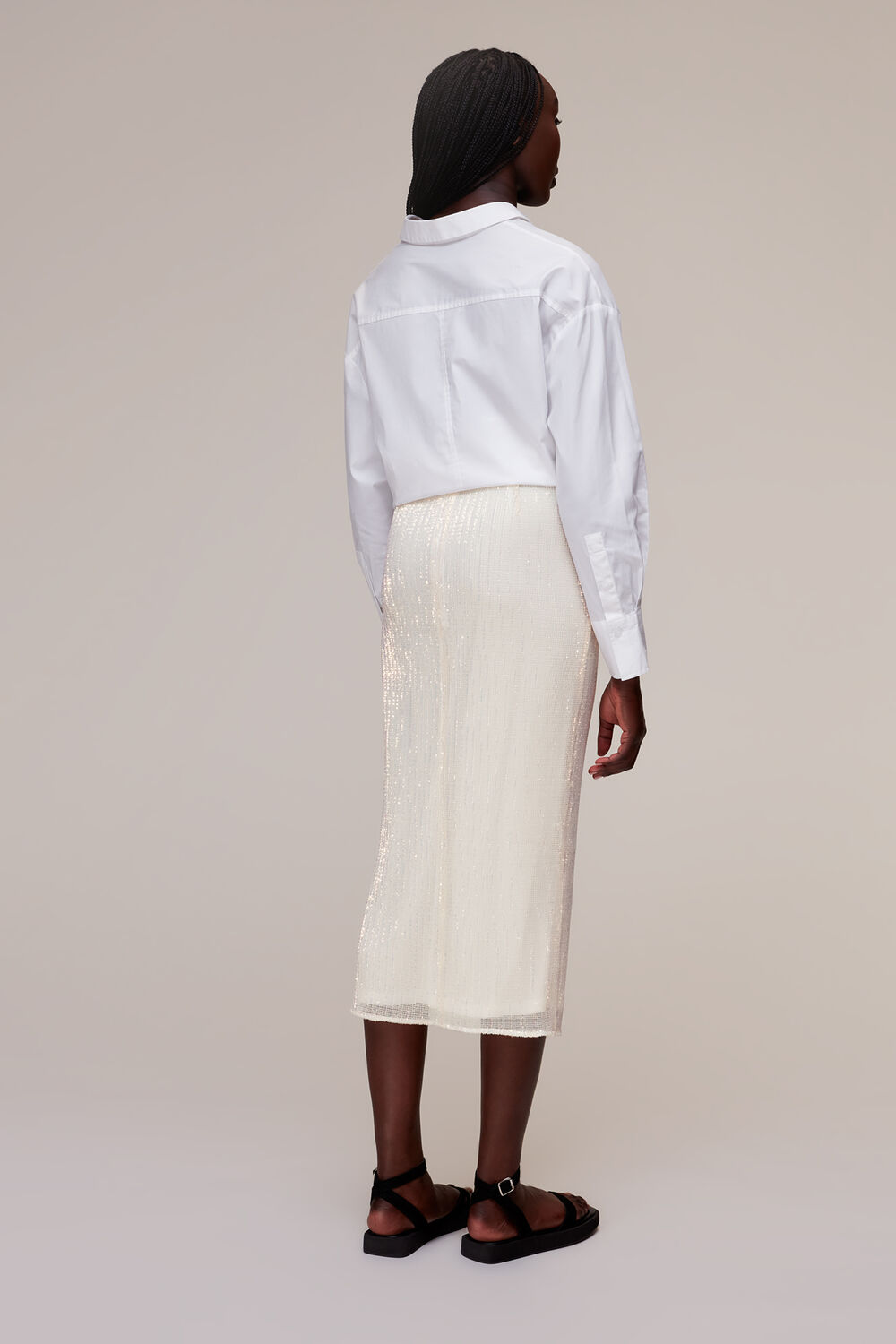 Pale Pink Sadie Sequin Column Skirt