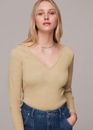 Long Sleeve Sparkle V Neck Top