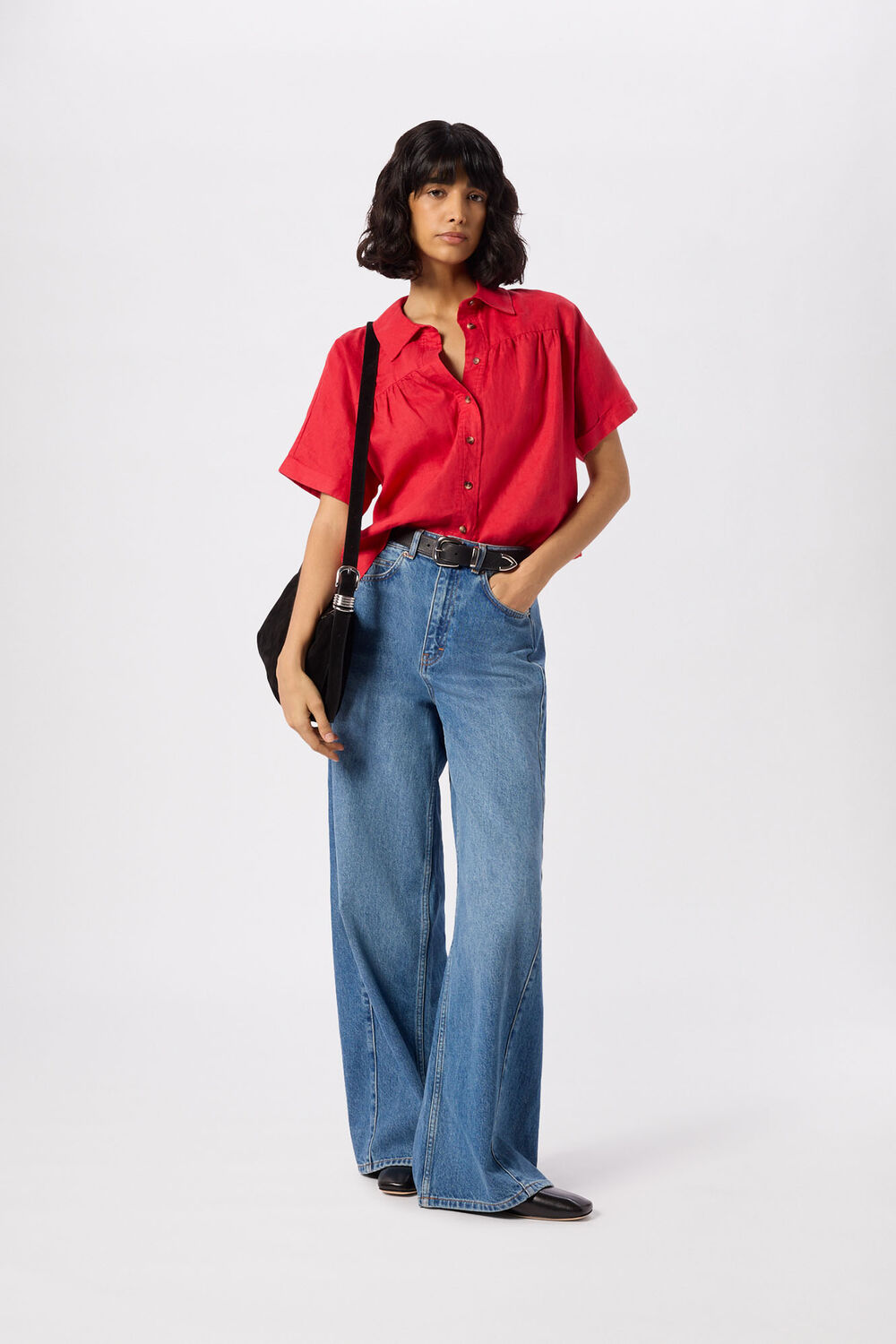 Linen Gathered Shirt