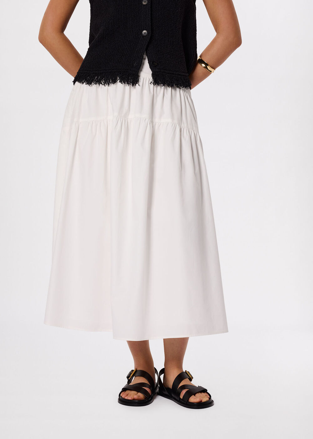 Tier Hem Cotton Skirt