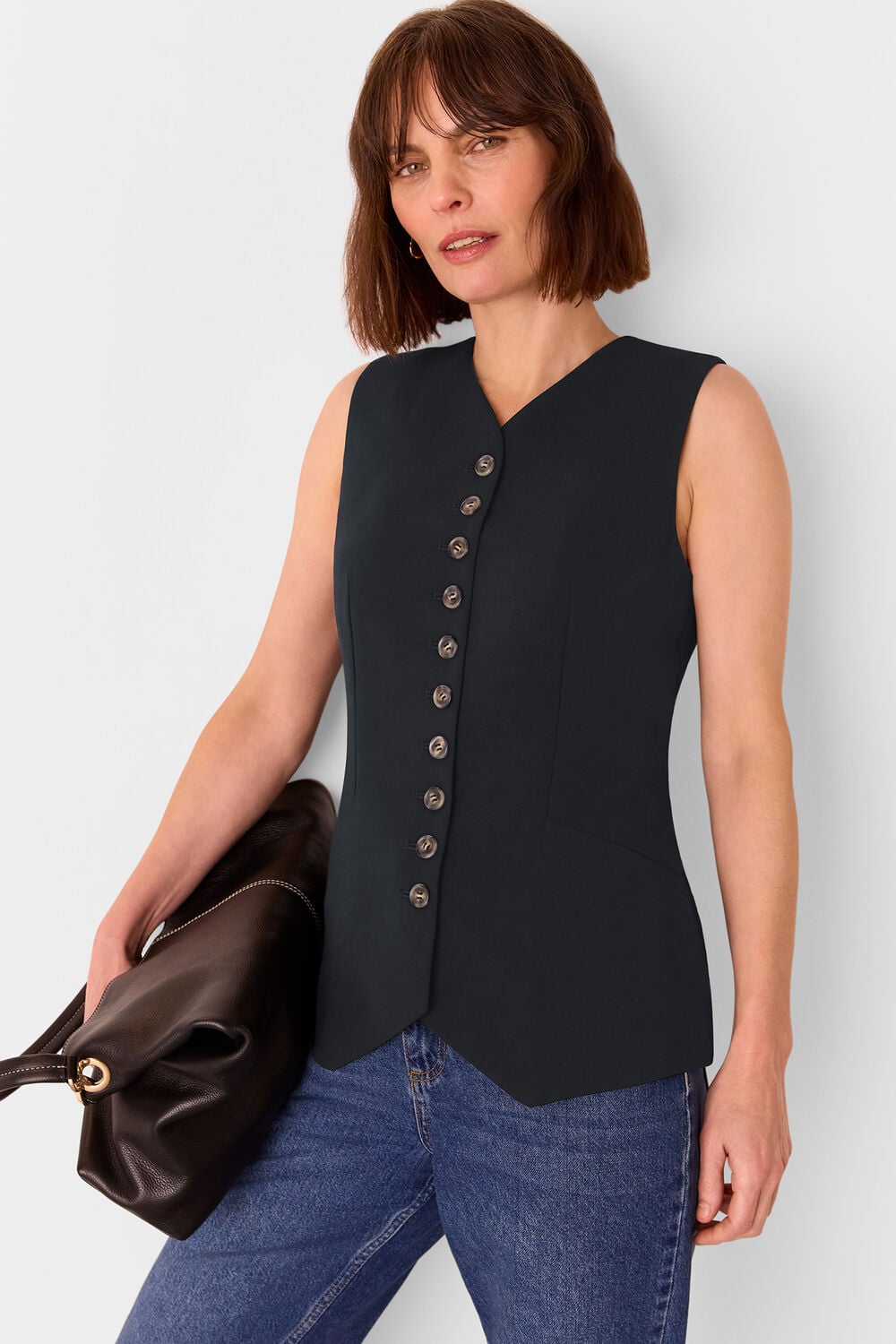 Black Cora Crepe Waistcoat