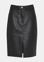 Leather Front Split Midi Skirt