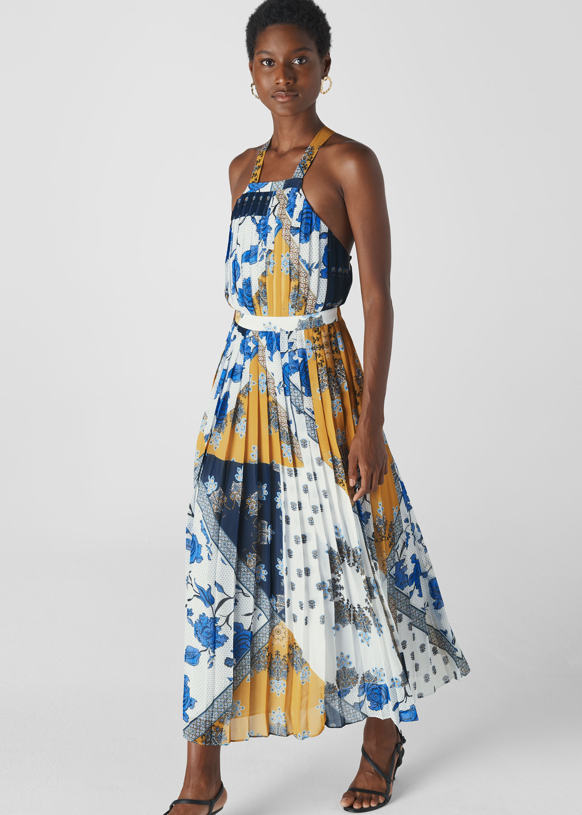 pleated patchwork dress