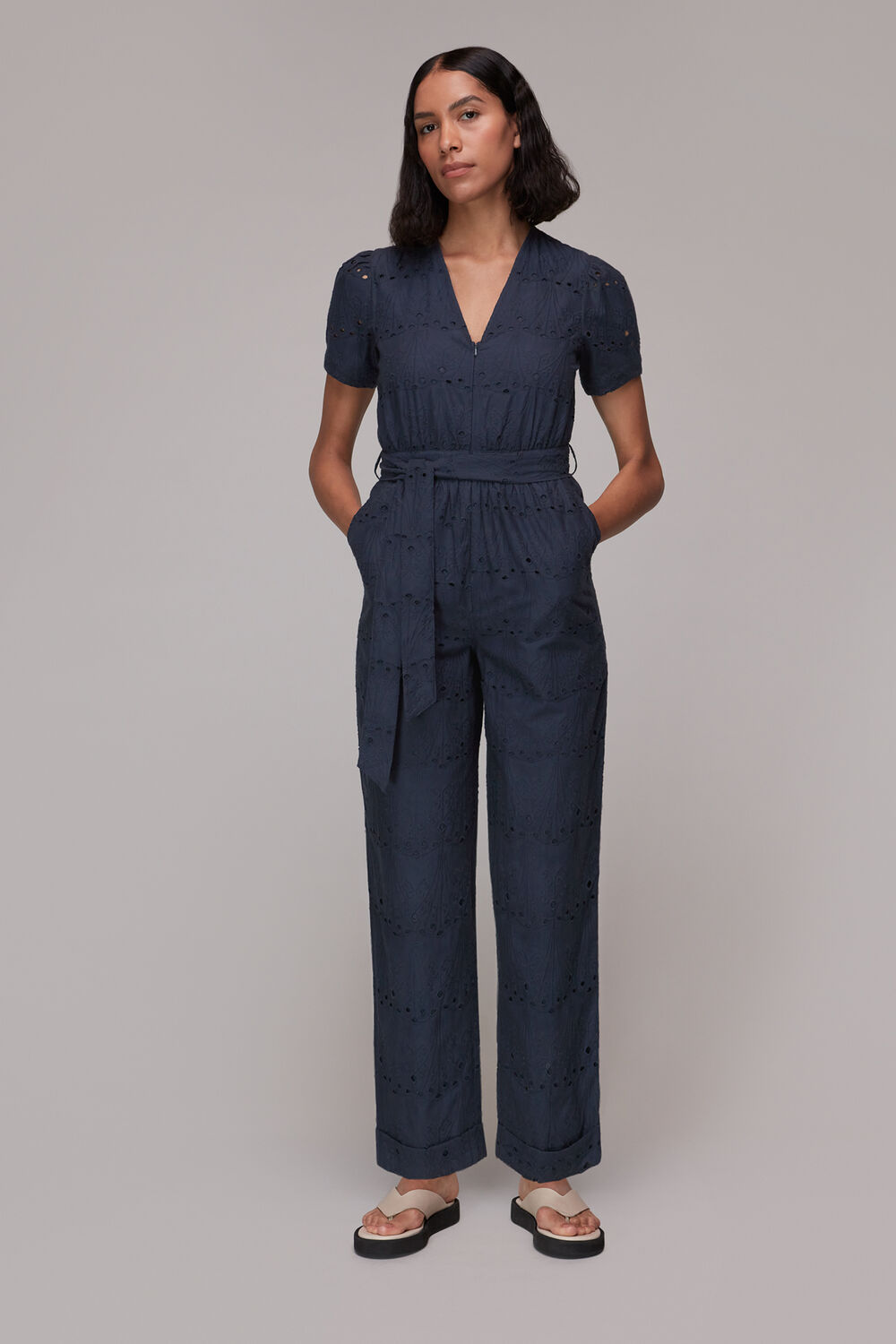 Navy Zoe Broderie Jumpsuit