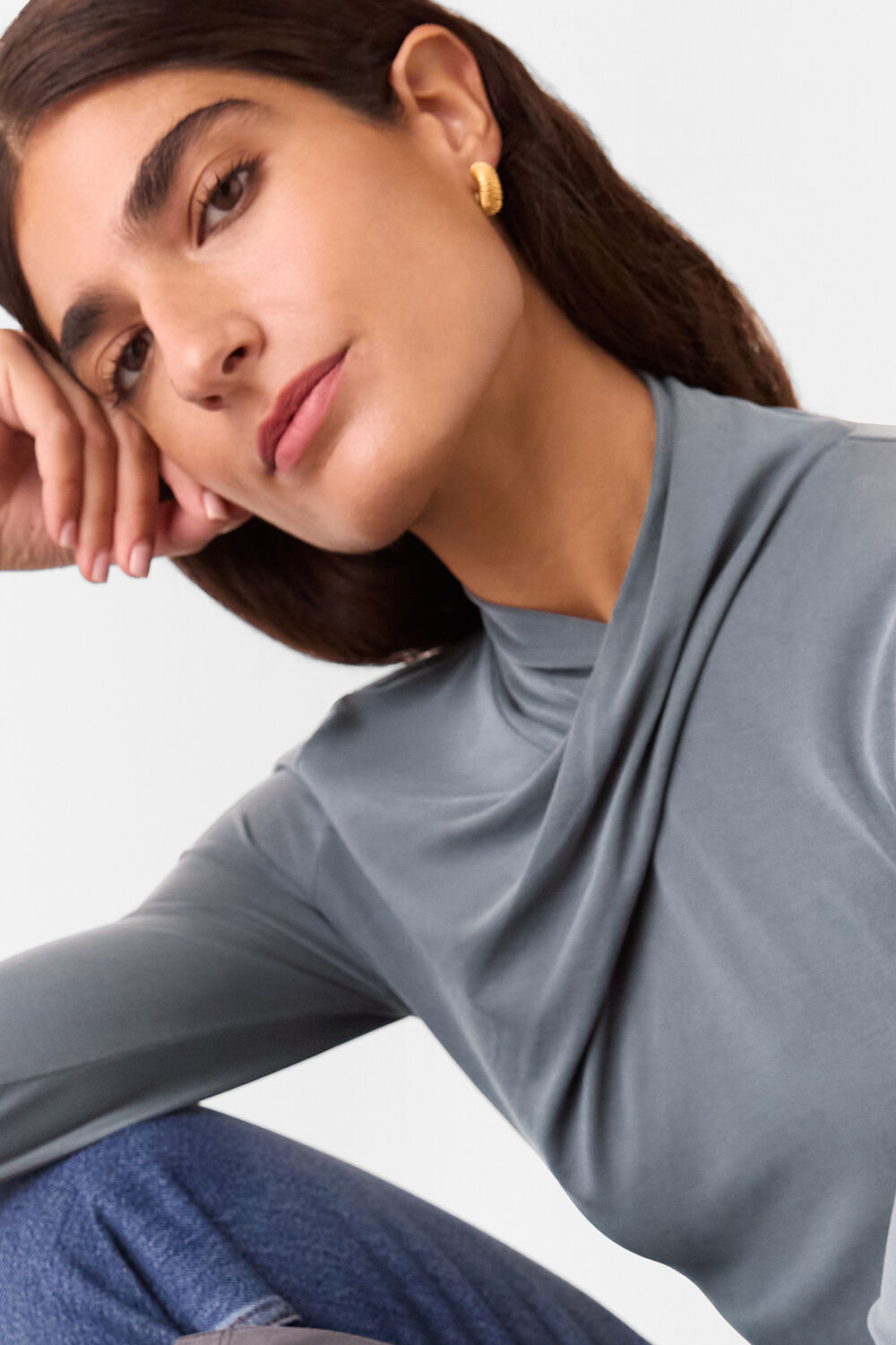 Twist Neck Jersey Top