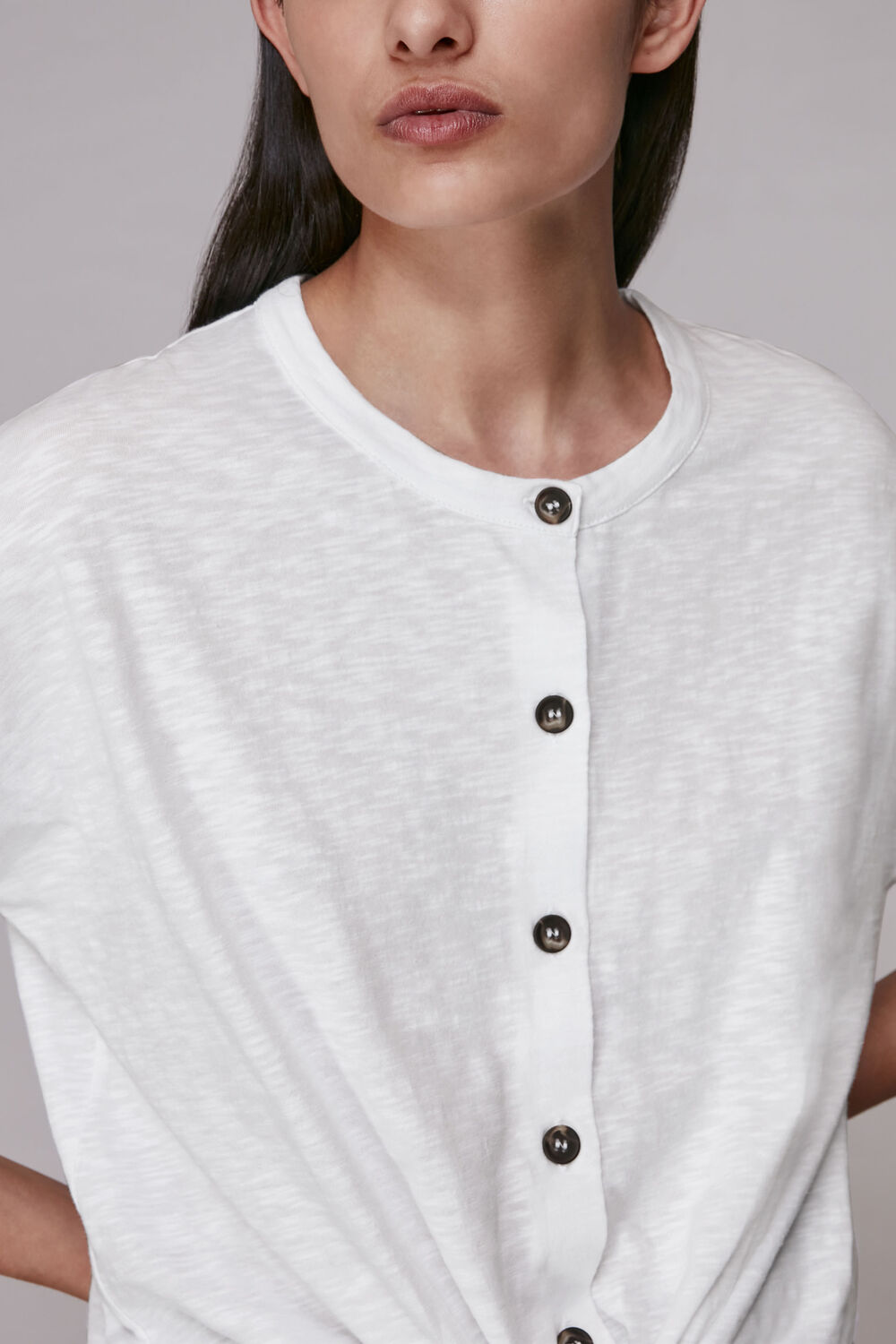 Round Neck Tie Front Tee