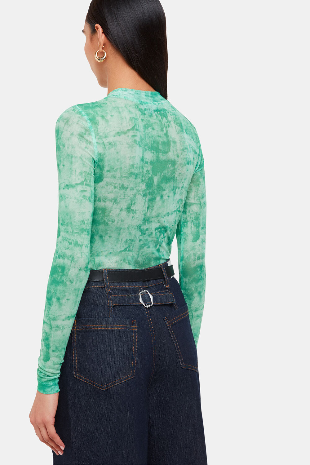 Brushwork Print Mesh Jersey