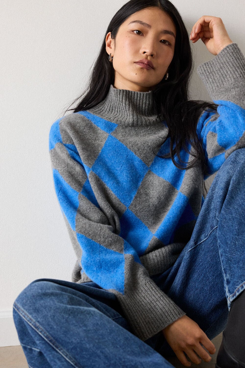 Multicolour Wool Argyle Detail Knit