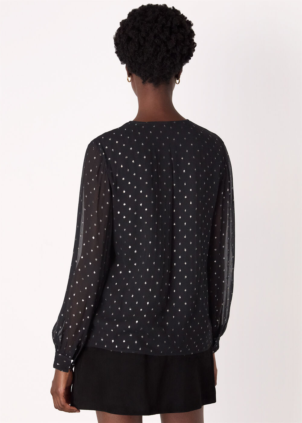 Metallic Dobby Frill Blouse