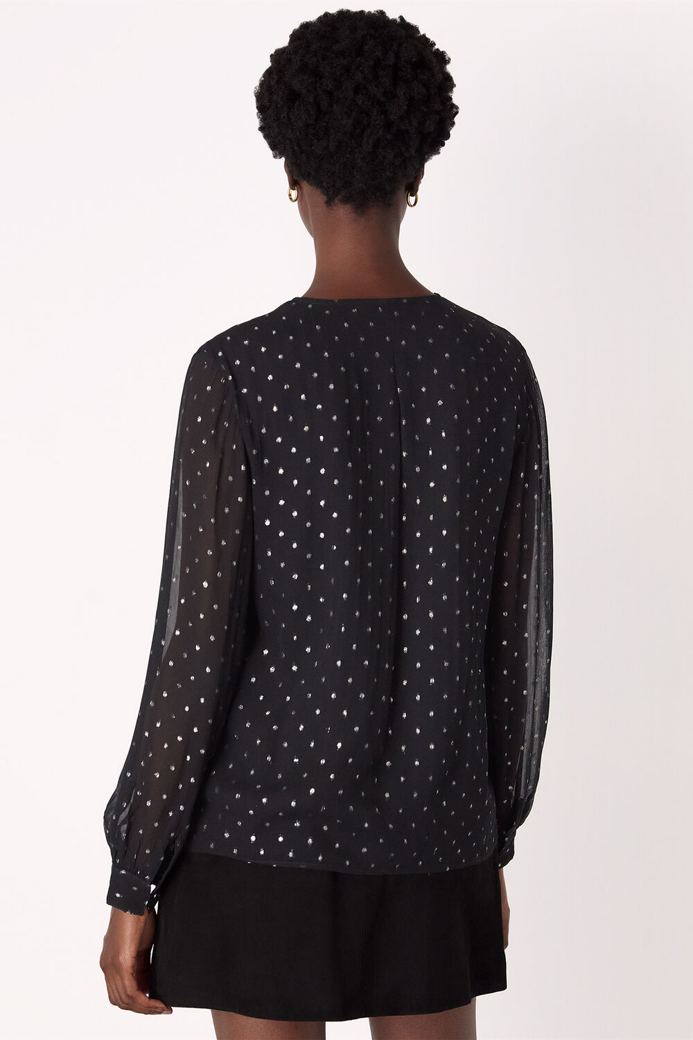 Metallic Dobby Frill Blouse