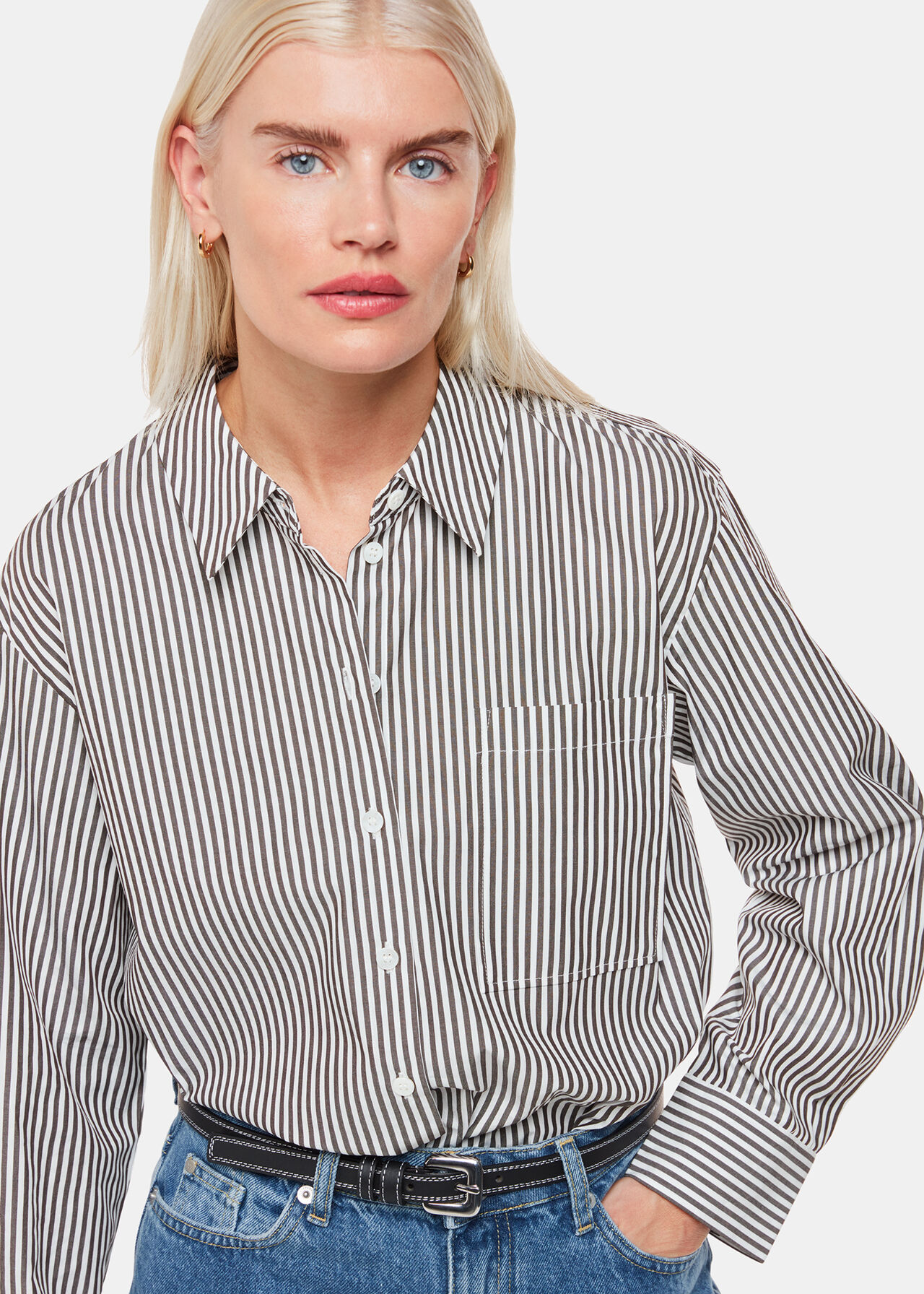 Petite Stripe Relaxed Fit Shirt