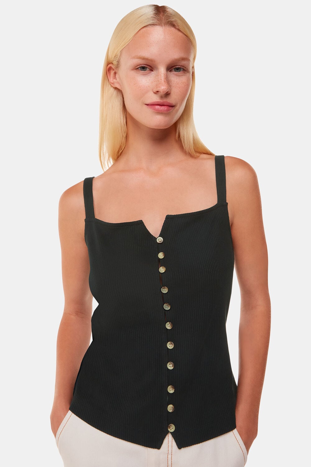 Black Strappy Button Through Vest